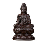 Maxbell Maxbell Wood Guan Yin Statue Worship Figurine Feng Shui for Desktop Home Decor Black