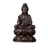 Maxbell Maxbell Wood Guan Yin Statue Worship Figurine Feng Shui for Desktop Home Decor Black
