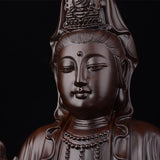 Maxbell Maxbell Wood Guan Yin Statue Worship Figurine Feng Shui for Desktop Home Decor Black