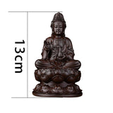 Maxbell Maxbell Wood Guan Yin Statue Worship Figurine Feng Shui for Desktop Home Decor Black