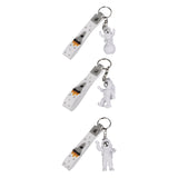 Maxbell 3Pcs Astronaut Keyring Bag Hanging Ornament Pendant Cartoon Wallet Decor Argent