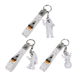 Maxbell 3Pcs Astronaut Keyring Bag Hanging Ornament Pendant Cartoon Wallet Decor Argent