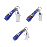 Maxbell 3Pcs Astronaut Keyring Bag Hanging Ornament Pendant Cartoon Wallet Decor Blue