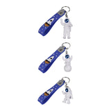 Maxbell 3Pcs Astronaut Keyring Bag Hanging Ornament Pendant Cartoon Wallet Decor Blue