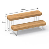 Maxbell Transparent Wood Display Stand Storage for Cosmetic Action Figure Dessert 2 Tiers