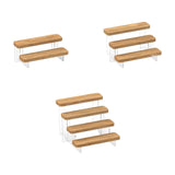 Maxbell Transparent Wood Display Stand Storage for Cosmetic Action Figure Dessert 2 Tiers