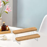 Maxbell Transparent Wood Display Stand Storage for Cosmetic Action Figure Dessert 2 Tiers