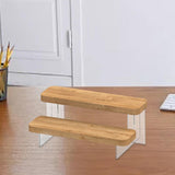 Maxbell Transparent Wood Display Stand Storage for Cosmetic Action Figure Dessert 2 Tiers