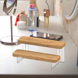 Maxbell Transparent Wood Display Stand Storage for Cosmetic Action Figure Dessert 2 Tiers