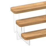 Maxbell Transparent Wood Display Stand Storage for Cosmetic Action Figure Dessert 3Tiers