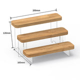 Maxbell Transparent Wood Display Stand Storage for Cosmetic Action Figure Dessert 3Tiers
