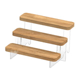 Maxbell Transparent Wood Display Stand Storage for Cosmetic Action Figure Dessert 3Tiers