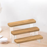 Maxbell Transparent Wood Display Stand Storage for Cosmetic Action Figure Dessert 3Tiers