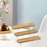 Maxbell Transparent Wood Display Stand Storage for Cosmetic Action Figure Dessert 3Tiers
