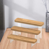 Maxbell Transparent Wood Display Stand Storage for Cosmetic Action Figure Dessert 3Tiers