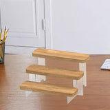 Maxbell Transparent Wood Display Stand Storage for Cosmetic Action Figure Dessert 3Tiers
