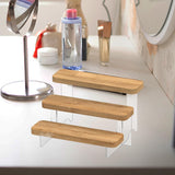 Maxbell Transparent Wood Display Stand Storage for Cosmetic Action Figure Dessert 3Tiers