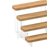 Maxbell Transparent Wood Display Stand Storage for Cosmetic Action Figure Dessert 4 Tiers