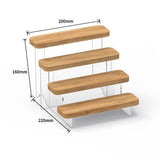 Maxbell Transparent Wood Display Stand Storage for Cosmetic Action Figure Dessert 4 Tiers