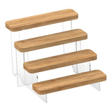 Maxbell Transparent Wood Display Stand Storage for Cosmetic Action Figure Dessert 4 Tiers