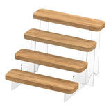 Maxbell Transparent Wood Display Stand Storage for Cosmetic Action Figure Dessert 4 Tiers