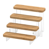 Maxbell Transparent Wood Display Stand Storage for Cosmetic Action Figure Dessert 4 Tiers