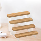 Maxbell Transparent Wood Display Stand Storage for Cosmetic Action Figure Dessert 4 Tiers