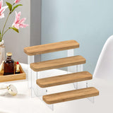 Maxbell Transparent Wood Display Stand Storage for Cosmetic Action Figure Dessert 4 Tiers