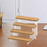 Maxbell Transparent Wood Display Stand Storage for Cosmetic Action Figure Dessert 4 Tiers
