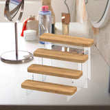 Maxbell Transparent Wood Display Stand Storage for Cosmetic Action Figure Dessert 4 Tiers