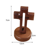 Maxbell Walnut Wood Cross Statue Decoration Artwork Sacred for Tabletop Memorial Round Base