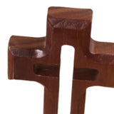 Maxbell Walnut Wood Cross Statue Decoration Artwork Sacred for Tabletop Memorial Round Base