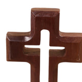 Maxbell Walnut Wood Cross Statue Decoration Artwork Sacred for Tabletop Memorial Flower Base