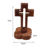 Maxbell Walnut Wood Cross Statue Decoration Artwork Sacred for Tabletop Memorial Flower Base