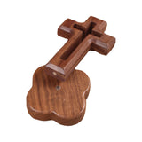 Maxbell Walnut Wood Cross Statue Decoration Artwork Sacred for Tabletop Memorial Flower Base