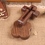 Maxbell Walnut Wood Cross Statue Decoration Artwork Sacred for Tabletop Memorial Flower Base
