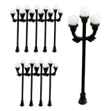 Maxbell 10 Pieces Mini Street Post Lights Fairy Garden Accessories Train Post Lamps