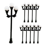 Maxbell 10 Pieces Mini Street Post Lights Fairy Garden Accessories Train Post Lamps