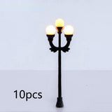 Maxbell 10 Pieces Mini Street Post Lights Fairy Garden Accessories Train Post Lamps