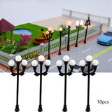 Maxbell 10 Pieces Mini Street Post Lights Fairy Garden Accessories Train Post Lamps