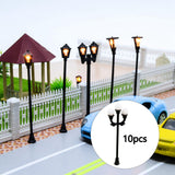 Maxbell 10 Pieces Mini Street Post Lights Fairy Garden Accessories Train Post Lamps