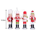 Maxbell 4 Pieces Wooden Nutcracker Hanging Ornament Figures Handcraft for Tree