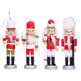Maxbell 4 Pieces Wooden Nutcracker Hanging Ornament Figures Handcraft for Tree