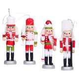Maxbell 4 Pieces Wooden Nutcracker Hanging Ornament Figures Handcraft for Tree