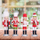 Maxbell 4 Pieces Wooden Nutcracker Hanging Ornament Figures Handcraft for Tree