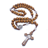 Maxbell Rosary Cross Necklace Wooden Rosaries Jewelry Rosary Decor Jewelry Gift