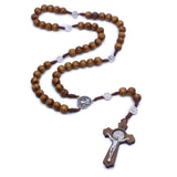 Maxbell Rosary Cross Necklace Wooden Rosaries Jewelry Rosary Decor Jewelry Gift