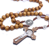 Maxbell Rosary Cross Necklace Wooden Rosaries Jewelry Rosary Decor Jewelry Gift