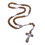 Maxbell Rosary Cross Necklace Wooden Rosaries Jewelry Rosary Decor Jewelry Gift