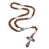 Maxbell Rosary Cross Necklace Wooden Rosaries Jewelry Rosary Decor Jewelry Gift